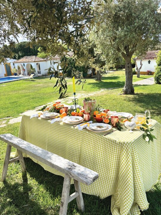 decoração de mesa para jantar / almoço com laranjas